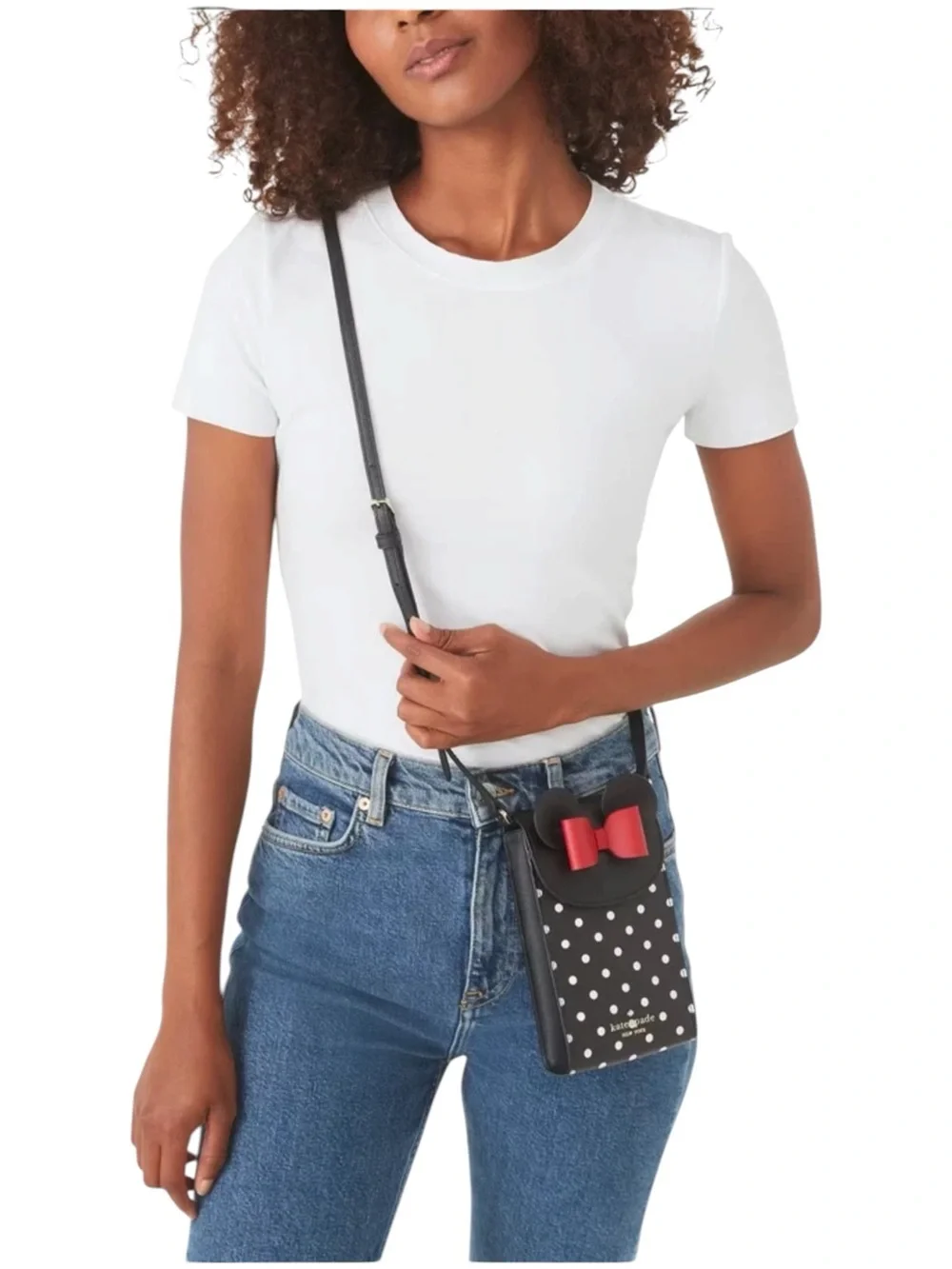 Disney x Kate Spade K4830 Minnie Mouse North South Flap Phone Crossbody